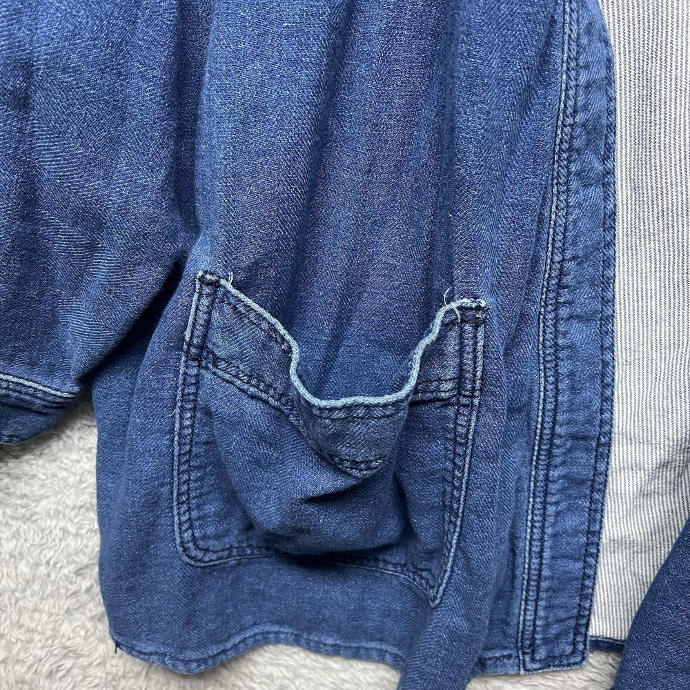 J Crew Drapey Indigo Jacket Womens XL Blue Pockets Cotton Casual - Picture 5 of 14